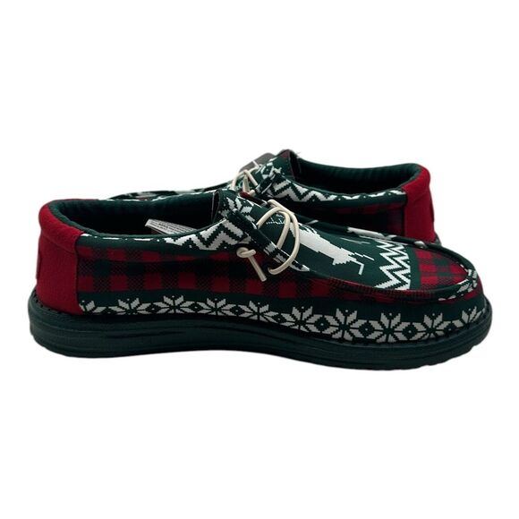 Hey Dude Wally Holiday Cheers Slip On Loafers Mens 10 Green Christmas Deer Print main image 8